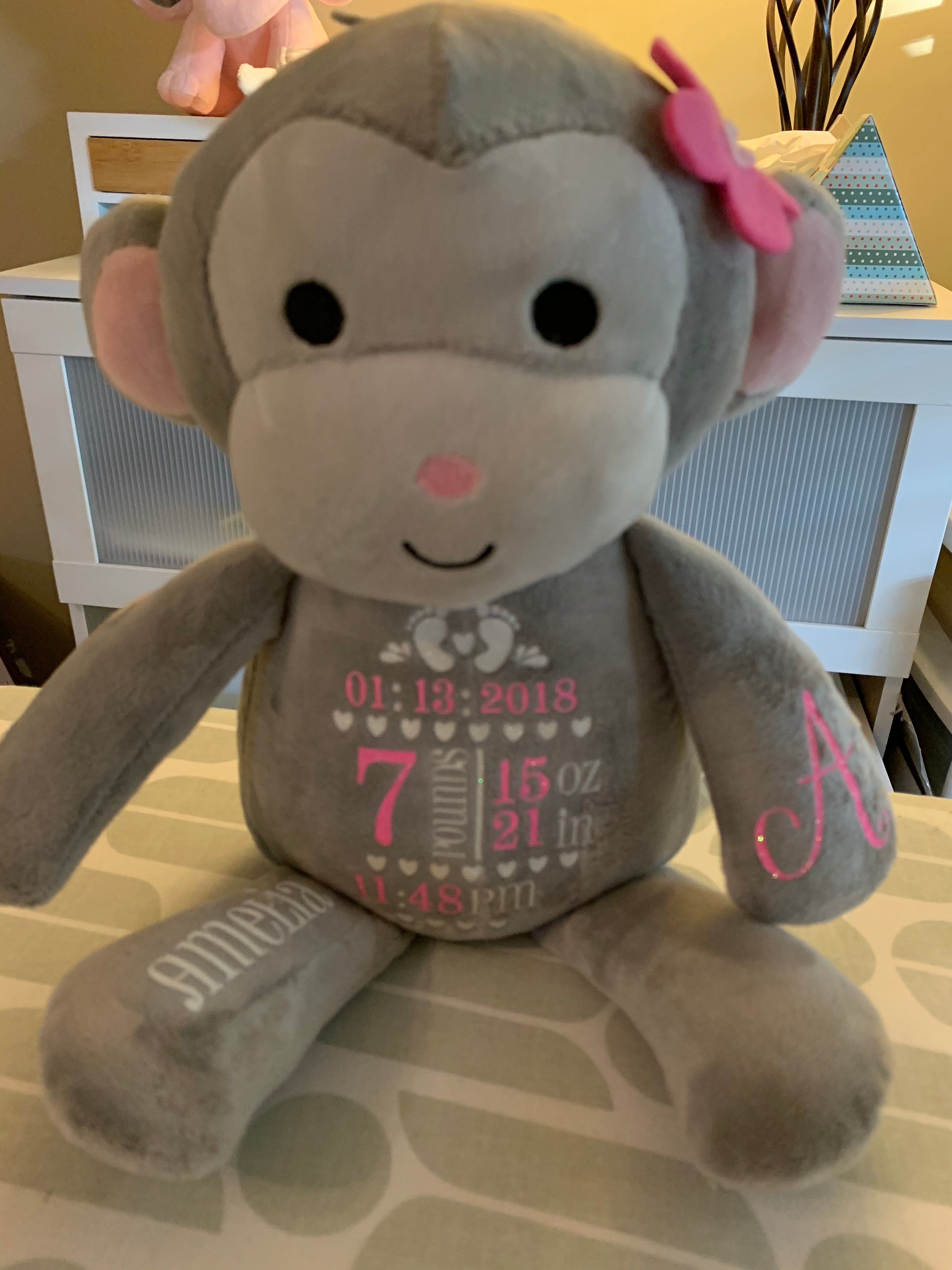 Personalized Baby Stats Plush Keepsake
